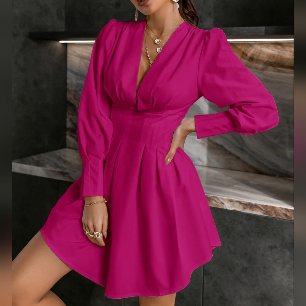 Magenta Pink Long Sleeve Dress M